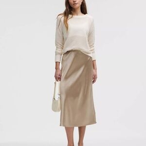 New NWT Lululemon Athletica XL Shimmering Gold Satin Midi Skirt LW8AO9S SHOK